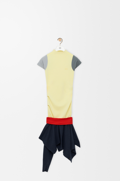 LOEWE Abito in misto lana e viscosa Yellow/Multicolor
