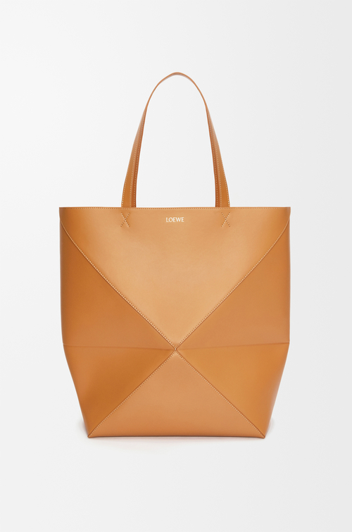 LOEWE Puzzle Fold tote XL en cuir de veau brillant Warm Desert