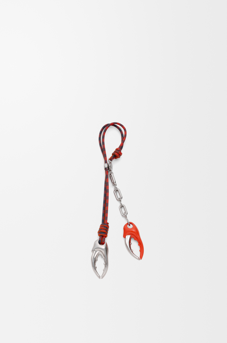 LOEWE Claw chain charm in leather Silver/Orange