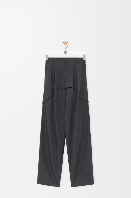 LOEWE Hose aus Wolle Holzkohlengrau Meliert