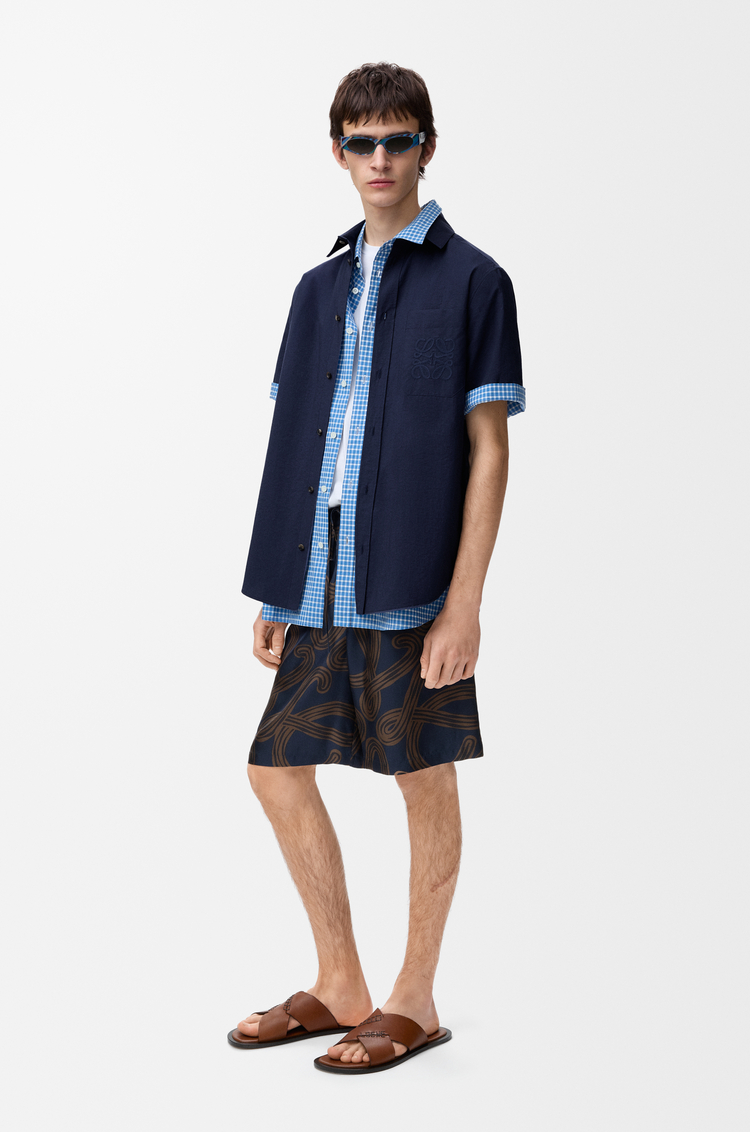 LOEWE Short sleeve shirt in cotton blend Navy Blue