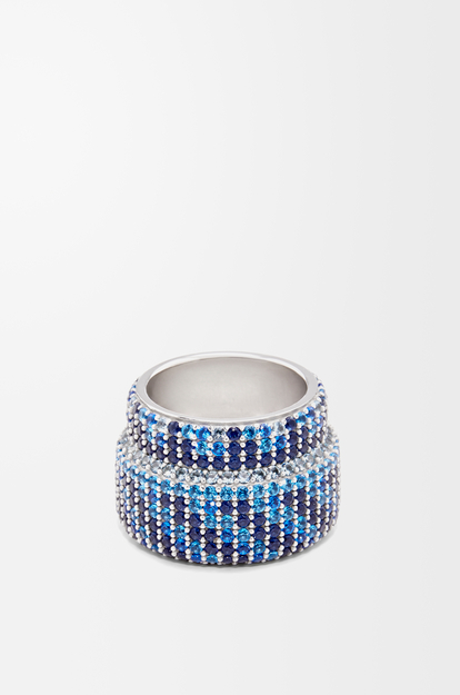 LOEWE Large Pavé ring in sterling silver and crystals Silver/Blue