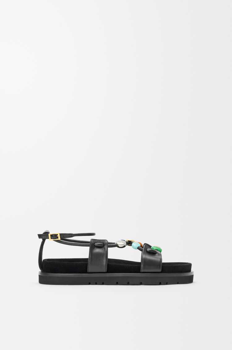 LOEWE Sandalia Pebble Beads en piel napa de cordero Negro