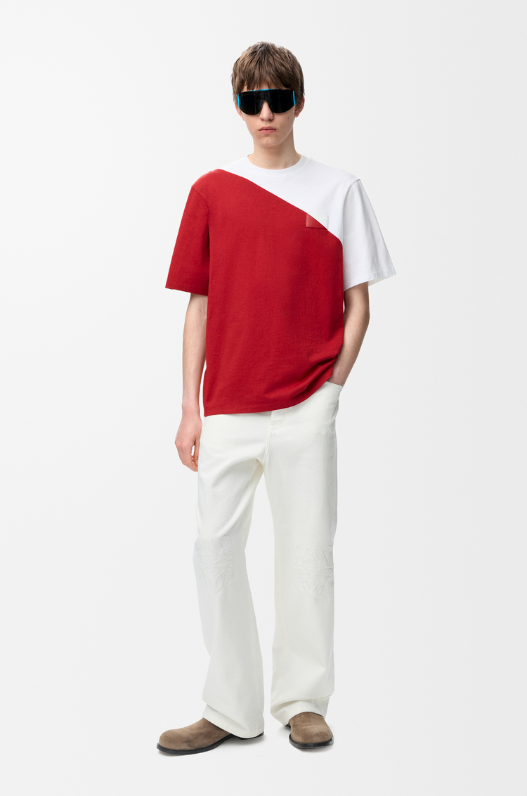 LOEWE Loose fit T-shirt in cotton White/Red