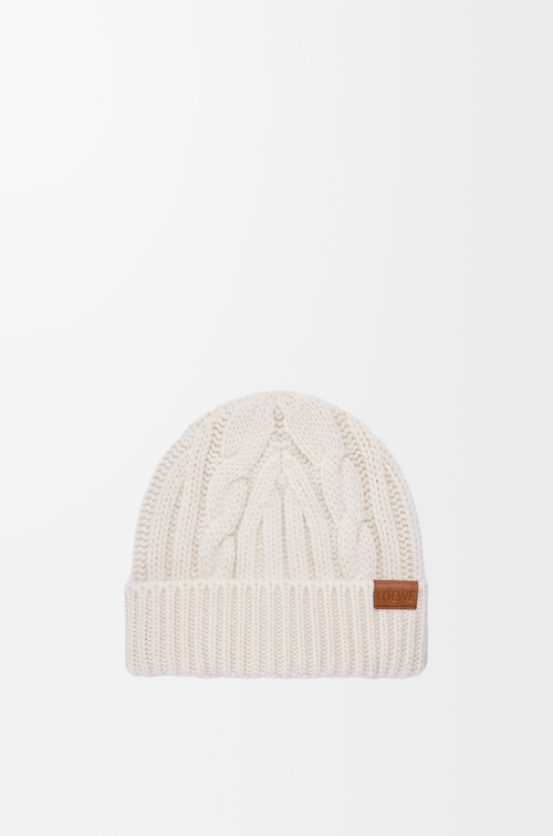 LOEWE Beanie in wool Ecru