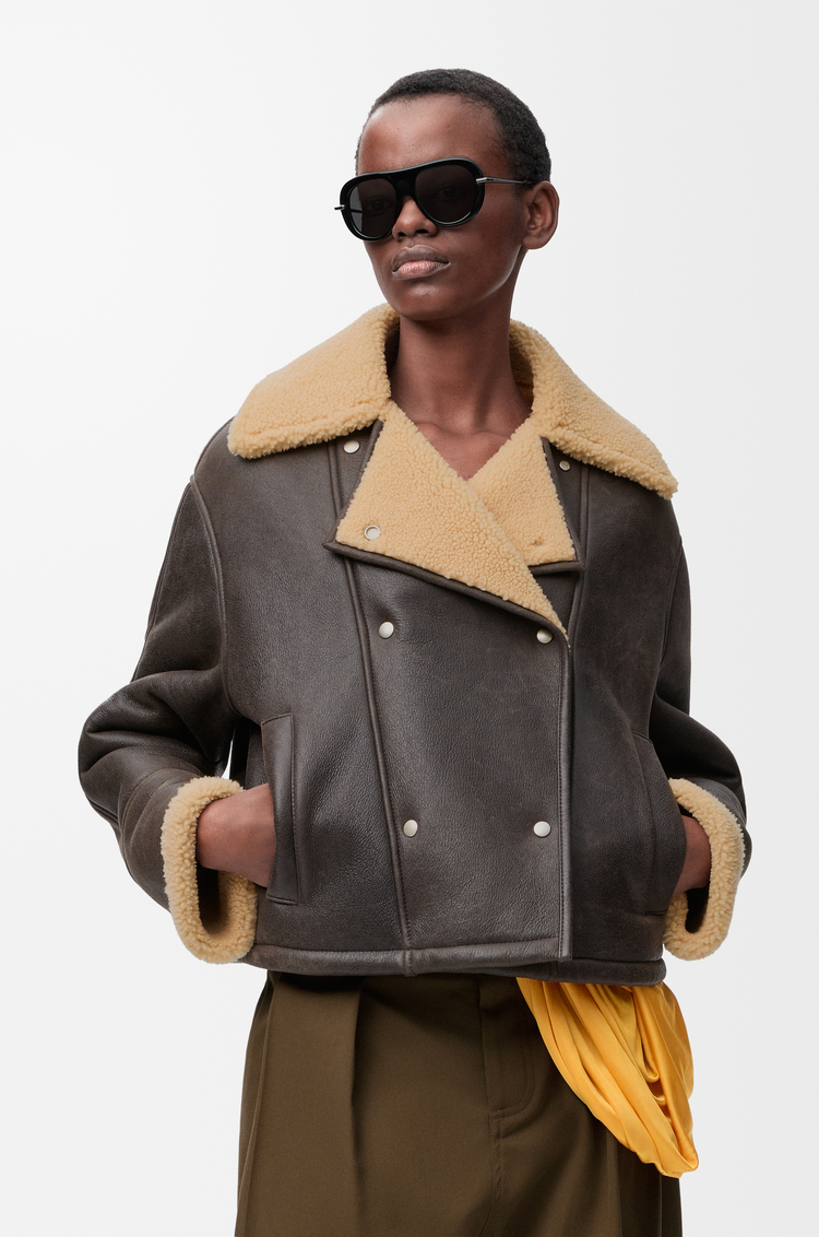 LOEWE Jacket in shearling Brown/Beige
