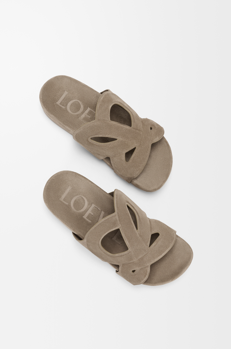 LOEWE Ease Monogram slide in suede Stone Grey