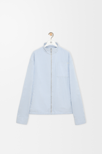 LOEWE Zip-up jacket in technical linen White/Light Blue