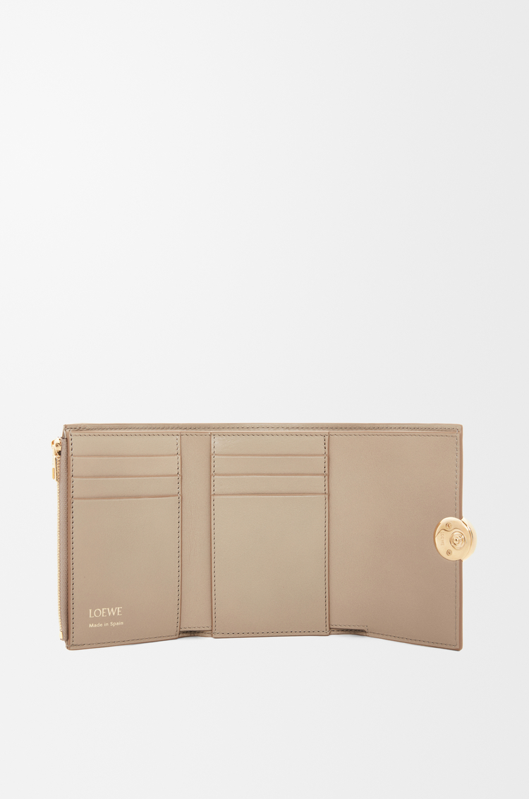 LOEWE Pebble small vertical wallet in shiny nappa calfskin Sand