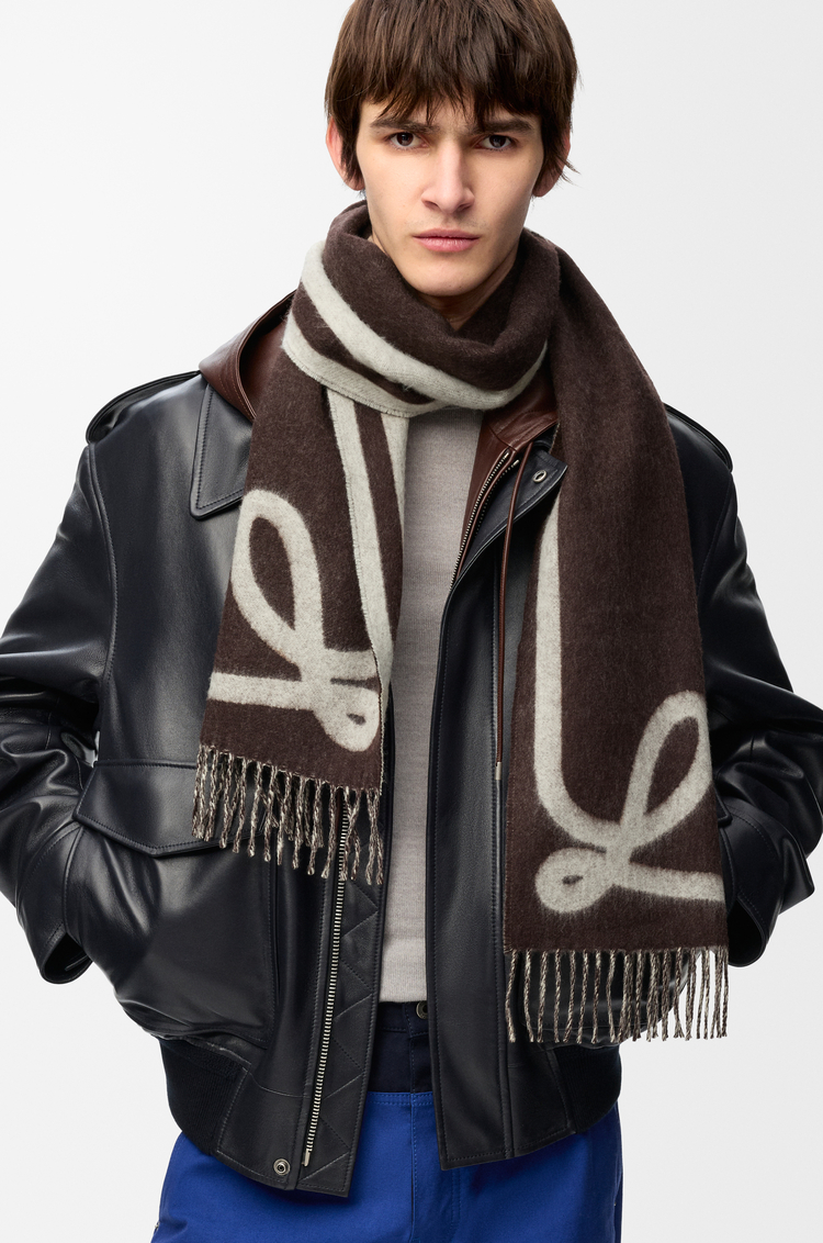 LOEWE Sciarpa in lana e cashmere Brown/Yellow