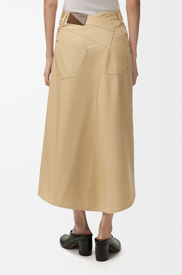 LOEWE Falda asimétrica en algodón Beige