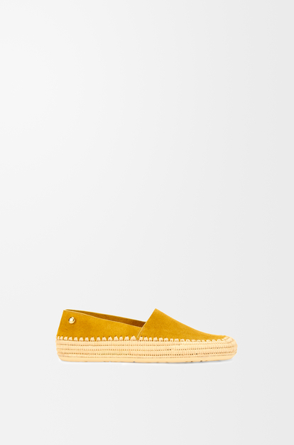 LOEWE Rio slipper in suede and raffia Mustard