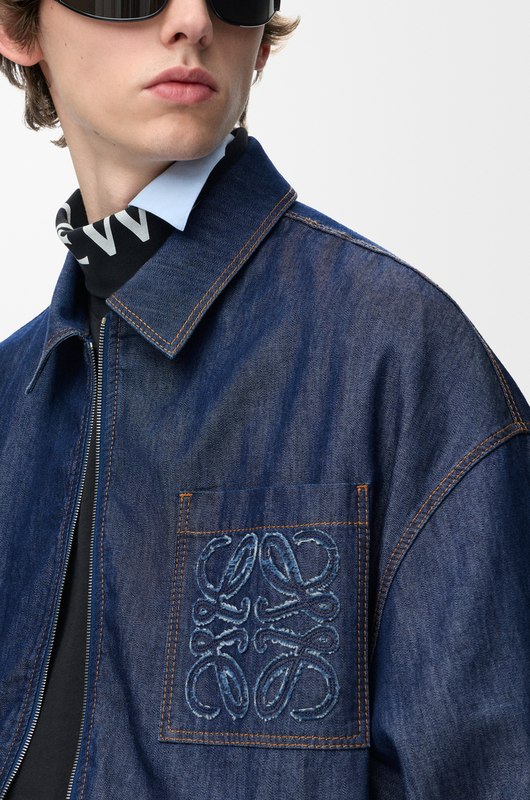LOEWE Zip-up jacket in cotton Denim Blue