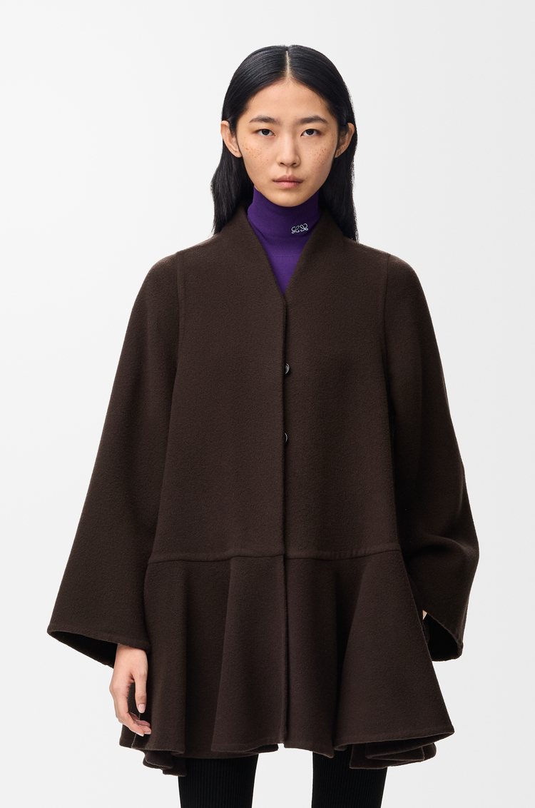 LOEWE Abrigo corto en lana y cashmere Marrón