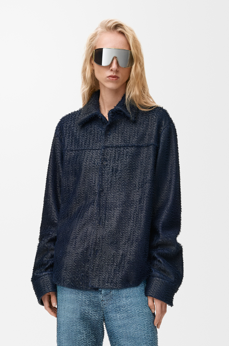 LOEWE Giacca-camicia in nappa di agnello Blu Scuro