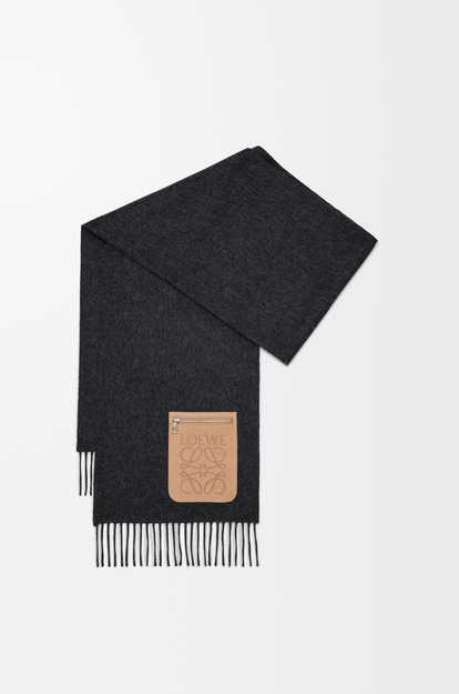 LOEWE Scarf in wool and cashmere Dark Grey Melange