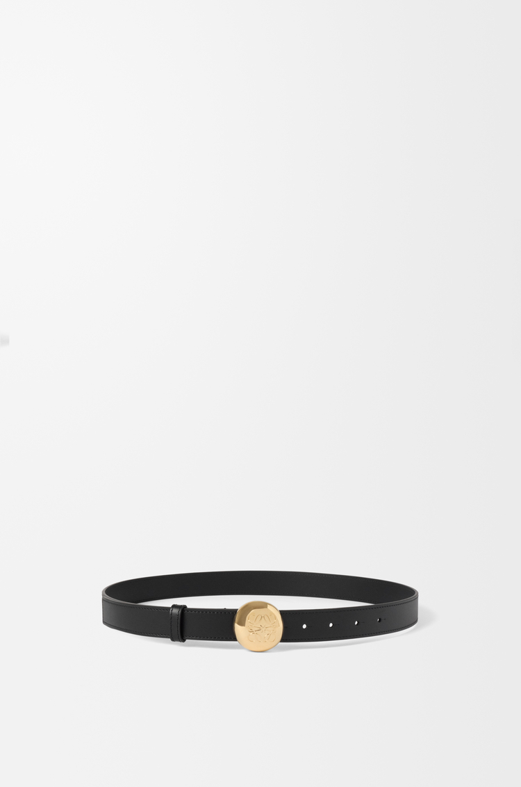 LOEWE Pebble belt in smooth calfskin Black/Gold