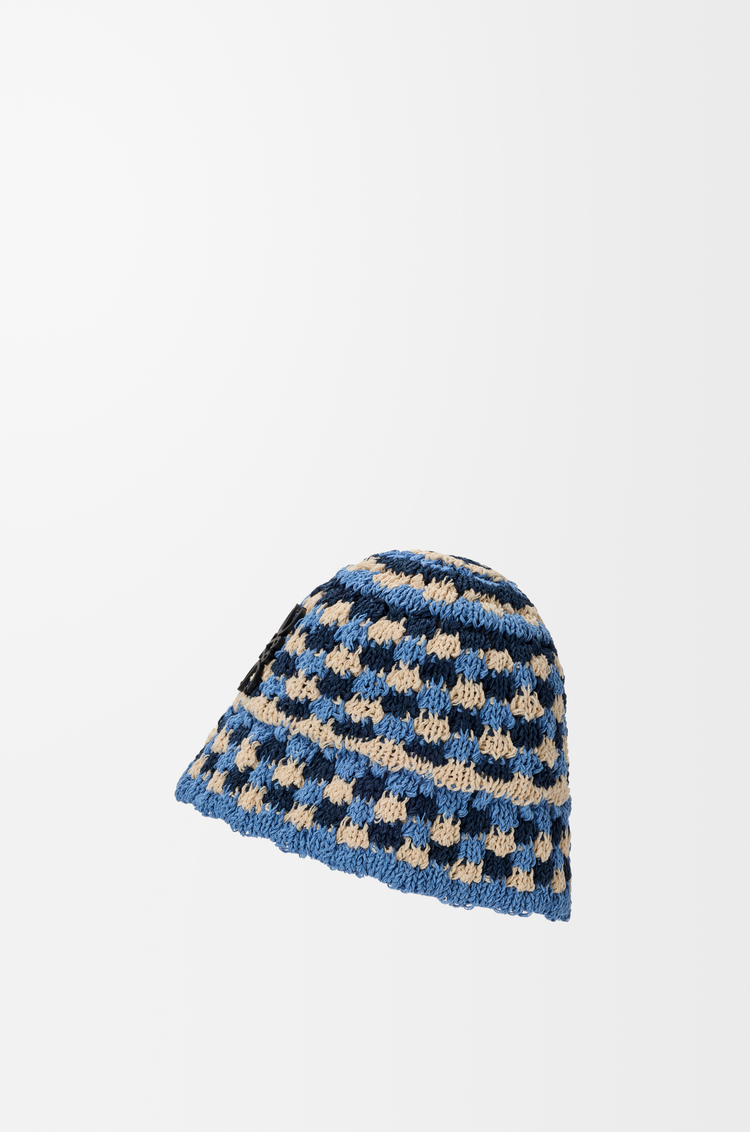 LOEWE Bob Patch en crochet de raphia et cuir de veau Plâtre/Noir