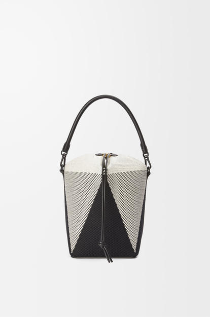 LOEWE Treasure Bako bucket in canvas jacquard and calfskin Natural/Black