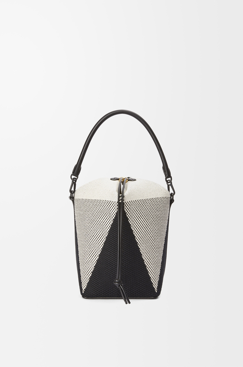 LOEWE Treasure Bako Bucket en toile jacquard et cuir de veau Naturel/Noir