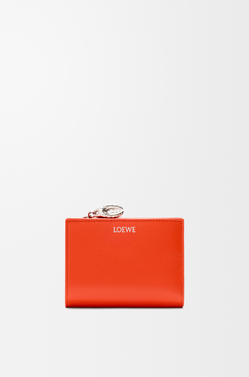 LOEWE Portafogli compatto Claw in pelle di agnello lucida Arancione Vivido