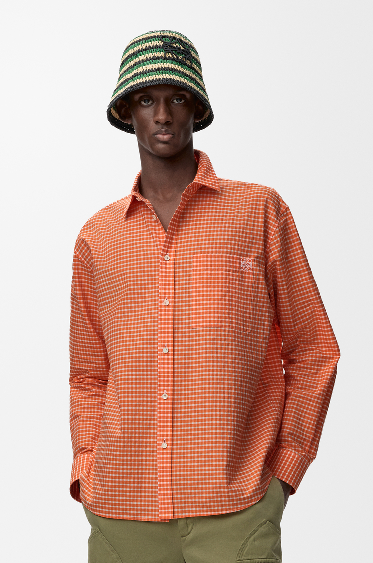LOEWE Hemd aus Baumwolle Orange/Weiß