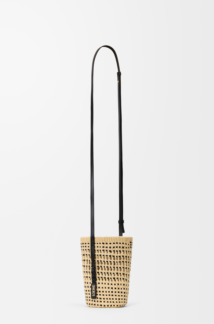 LOEWE Braid pocket en palmier Iraca et cuir de veau Naturel/Noir
