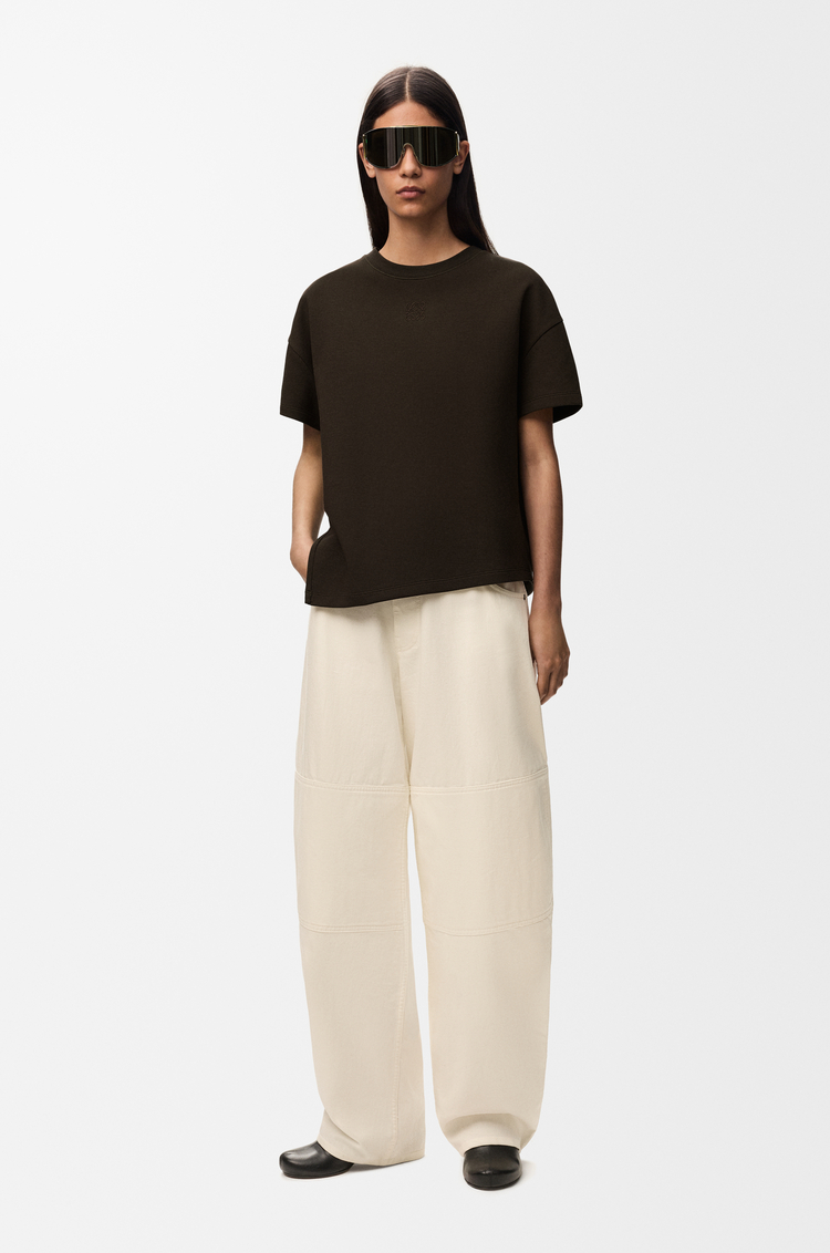 LOEWE Asymmetric t-shirt in cotton blend Brown