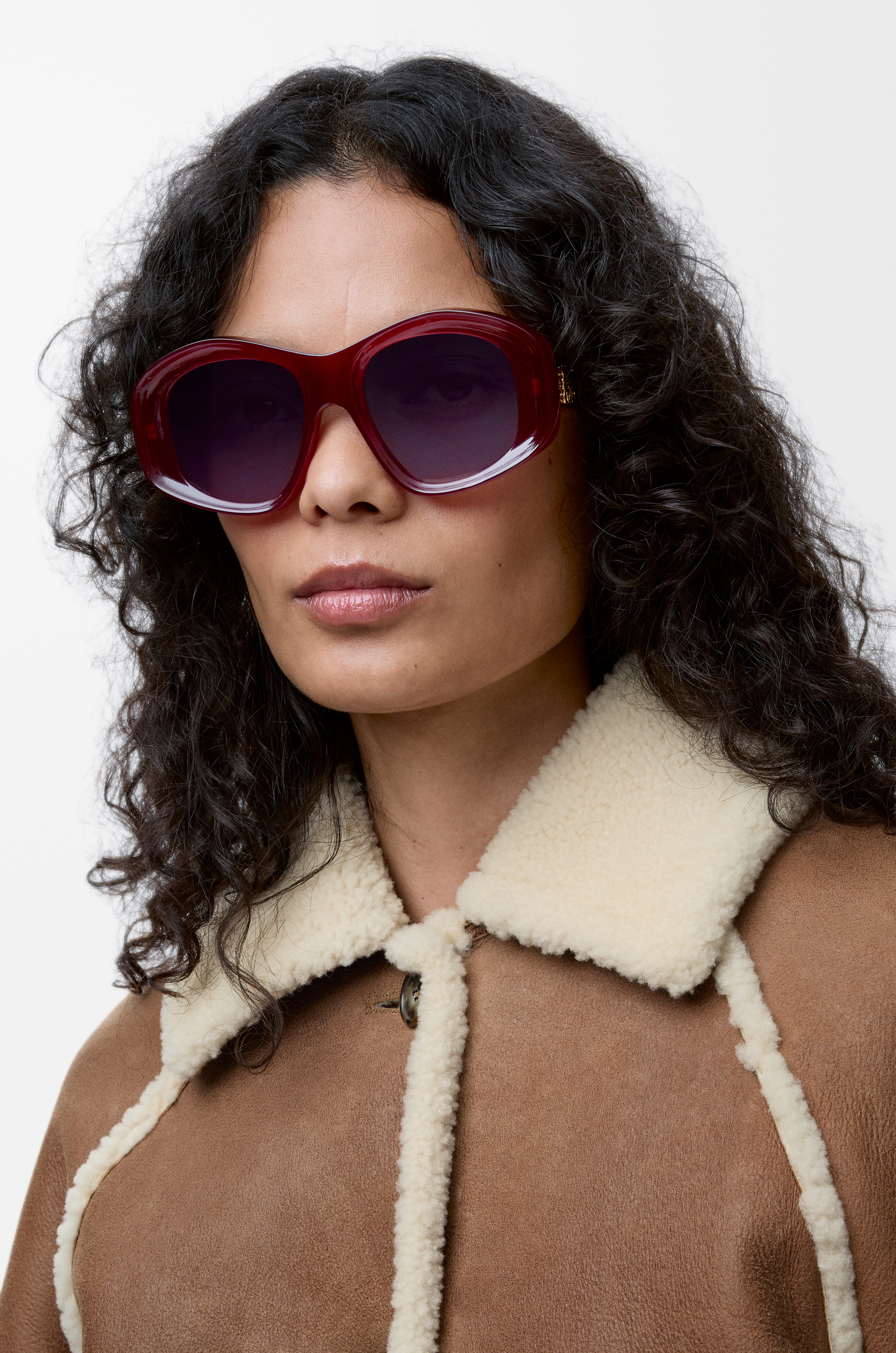 LOEWE Beveled Pentagon sunglasses Milky Burgundy