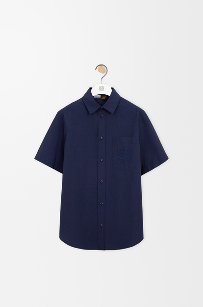 LOEWE Short sleeve shirt in cotton blend Navy Blue