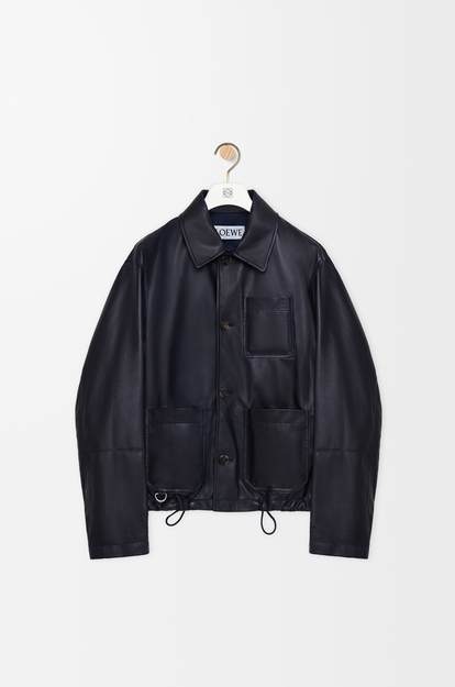 LOEWE Workwear jacket in nappa lambskin and nylon Navy Blue