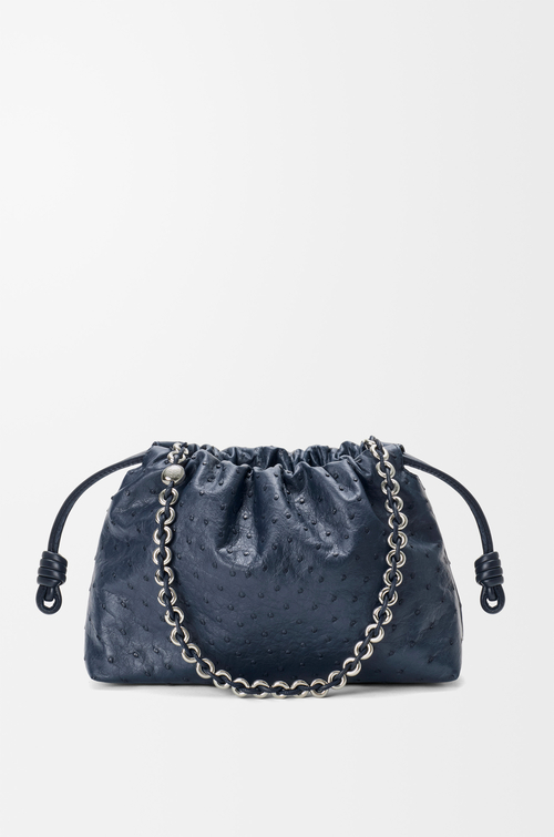 LOEWE Bolso Flamenco purse mediano en piel de avestruz Azul Marino