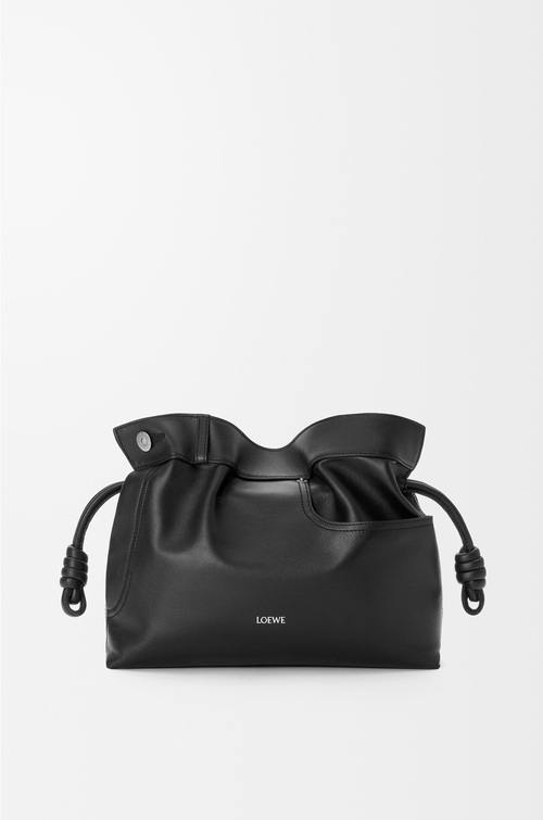 LOEWE Flamenco clutch moyen Panta en cuir de veau brillant Noir