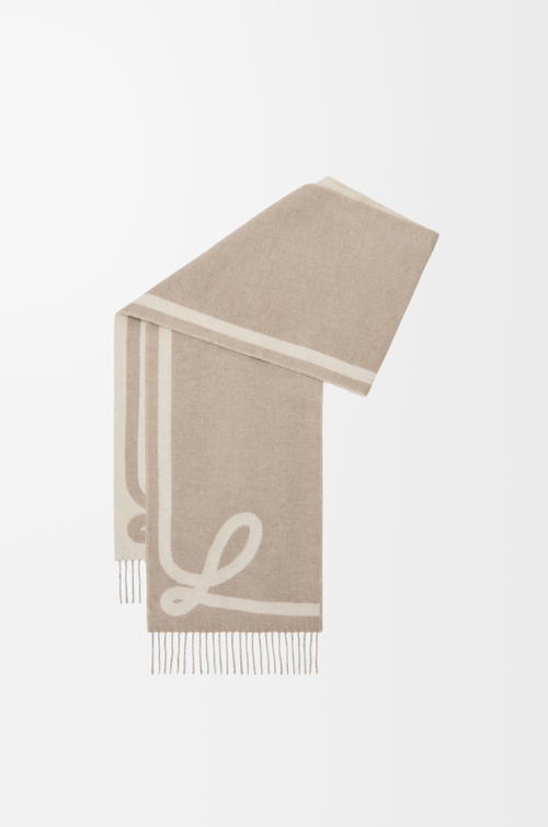 LOEWE Sciarpa in lana e cashmere Talpa/Ecru