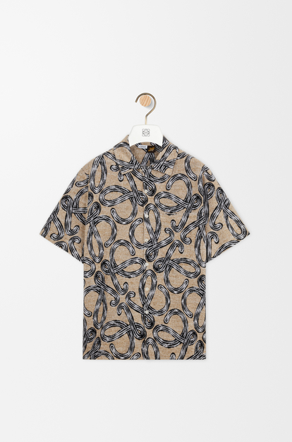 LOEWE Short sleeve shirt in terry cotton jacquard Beige/Black