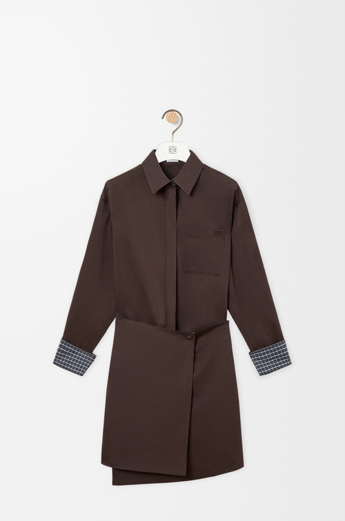 LOEWE Vestido en algodón y seda Marrón
