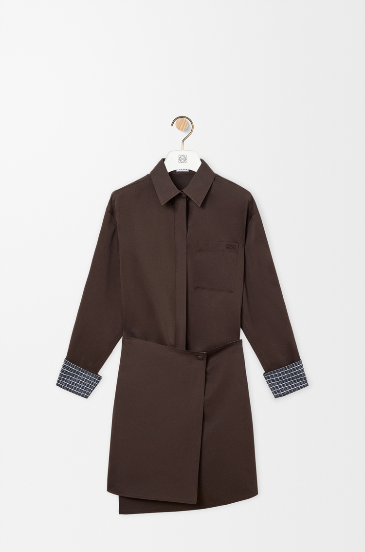 LOEWE Vestido en algodón y seda Marrón