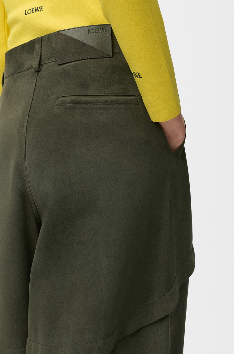 LOEWE Trousers in suede Khaki Green