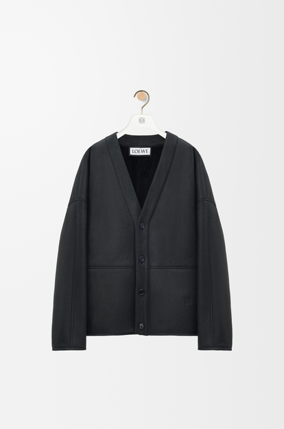 LOEWE Cardigan in shearling Navy/Black