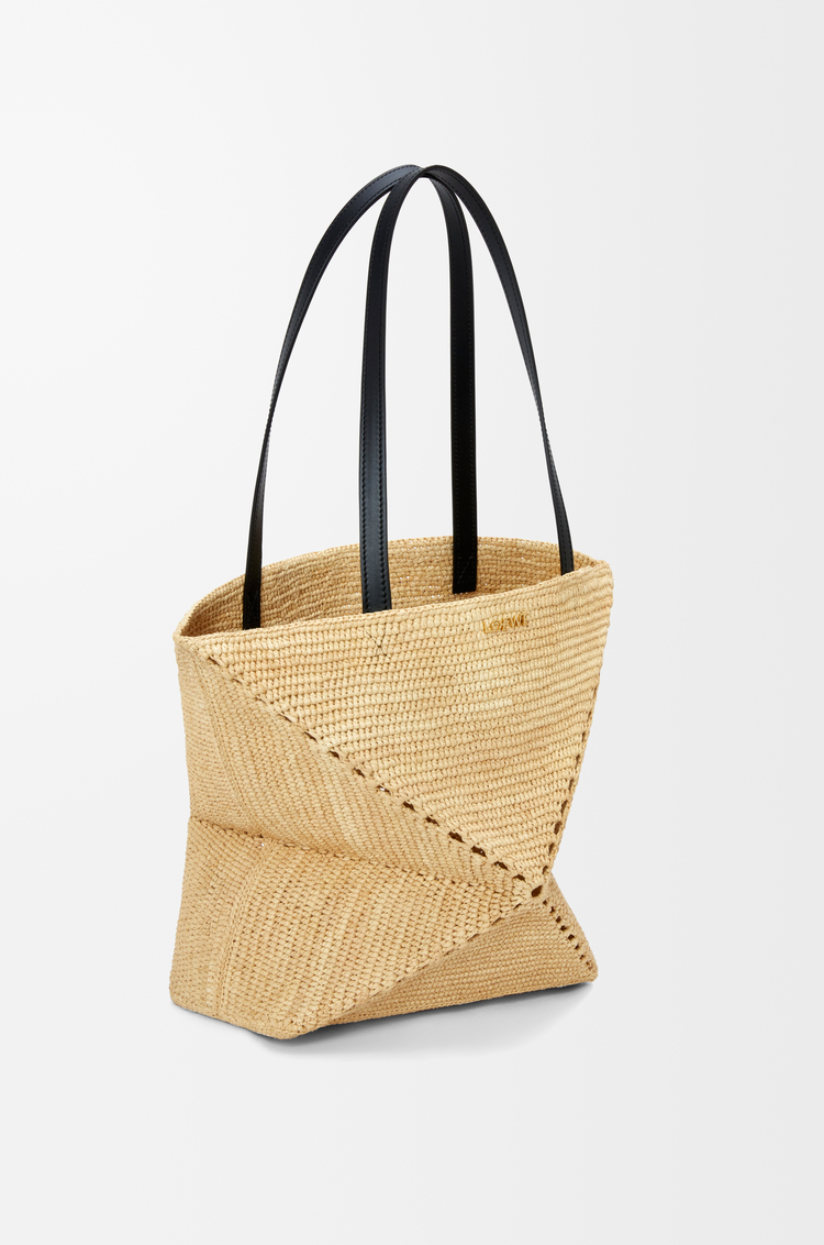 LOEWE 中号拉菲草 Puzzle Fold 手袋 自然色