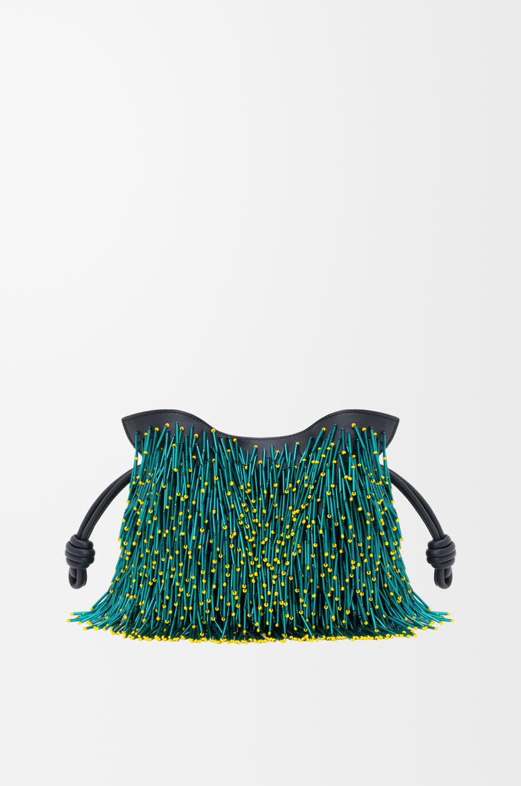 LOEWE Mini Mimosa Flamenco clutch en cuir d'agneau nappa perlé Multicolore/Noir