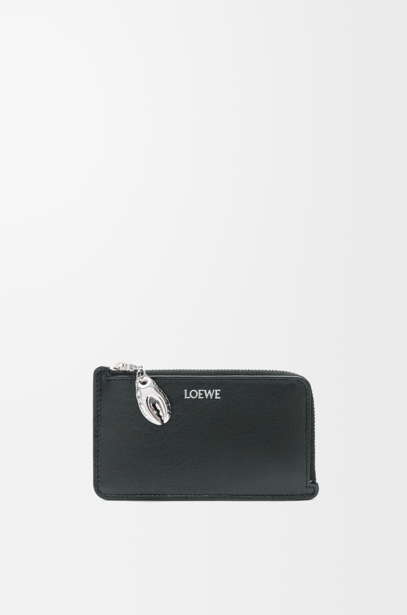 LOEWE Claw Kartenetui mit Münzfach aus glänzendem Lammleder Schwarz