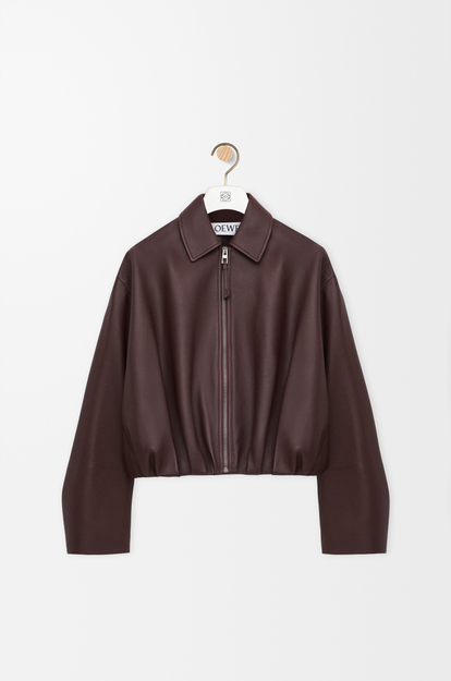 LOEWE Chaqueta drapeada en piel napa de cordero Burdeos