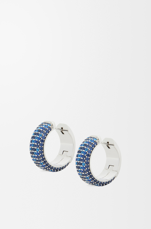 LOEWE Orecchini a cerchio con pavé in argento sterling e cristalli Argento/Blu