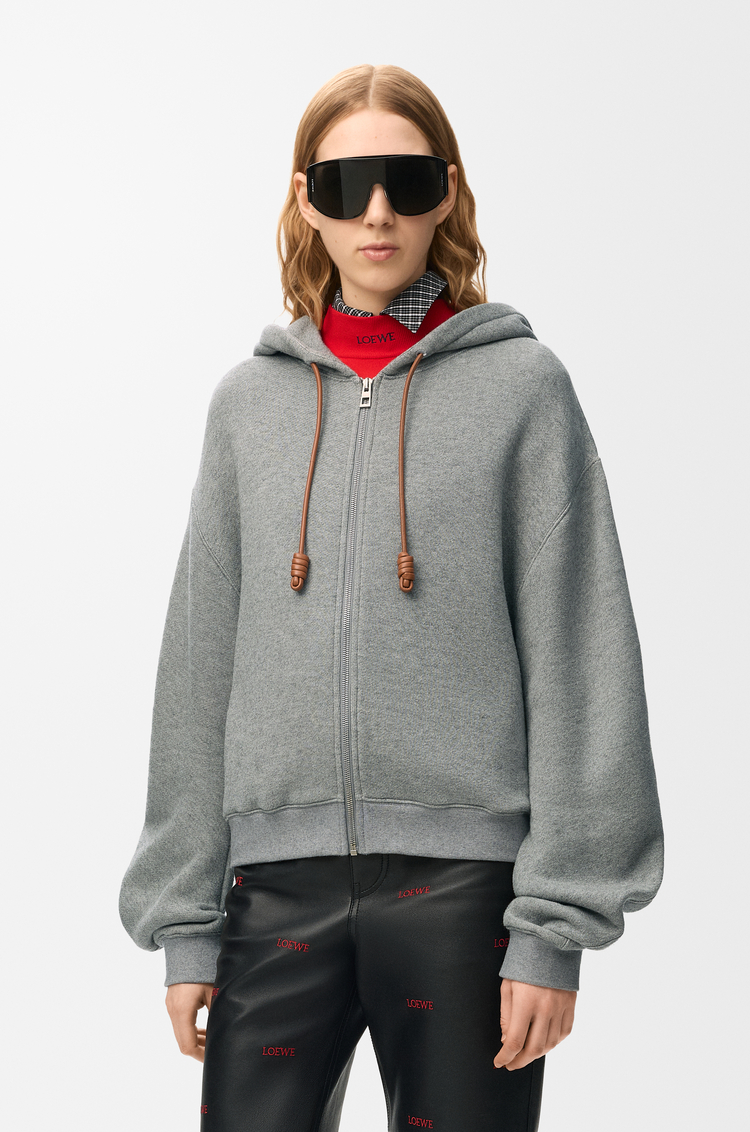LOEWE Sweatshirt à capuche Flamenco en coton et cachemire Gris