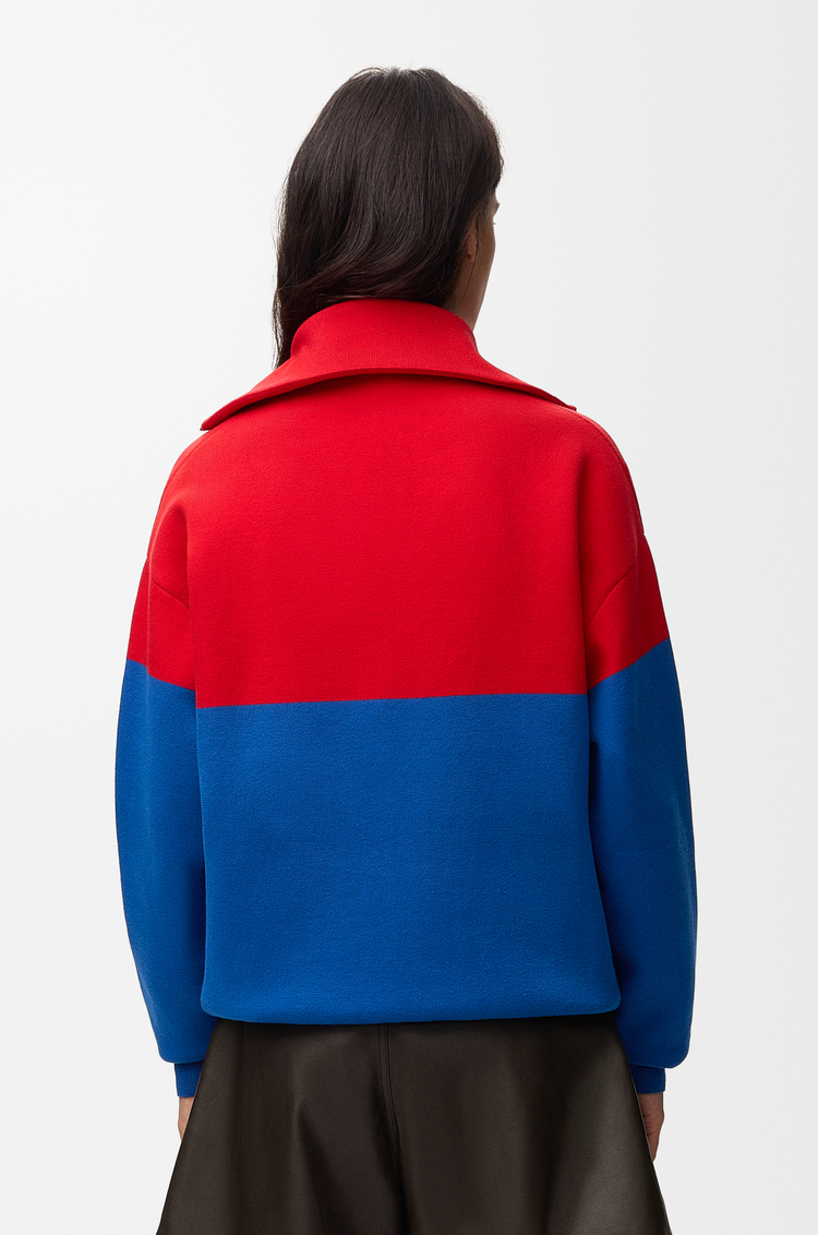 LOEWE Pull en coton Rouge/Bleu