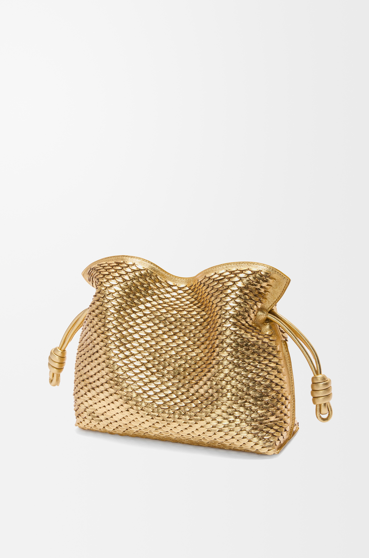 LOEWE Medium Flamenco clutch in laminated lambskin Gold
