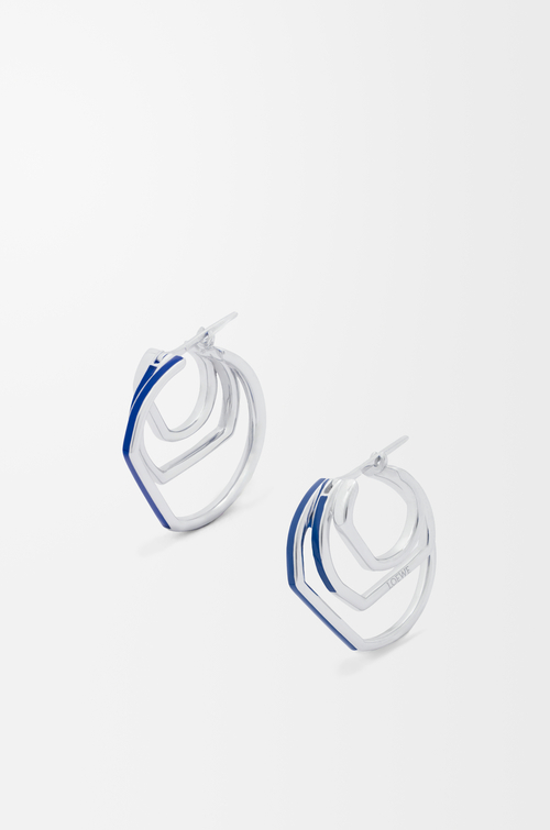 LOEWE Orecchini a cerchio multistrato in argento sterling e smalto Argento/Blu