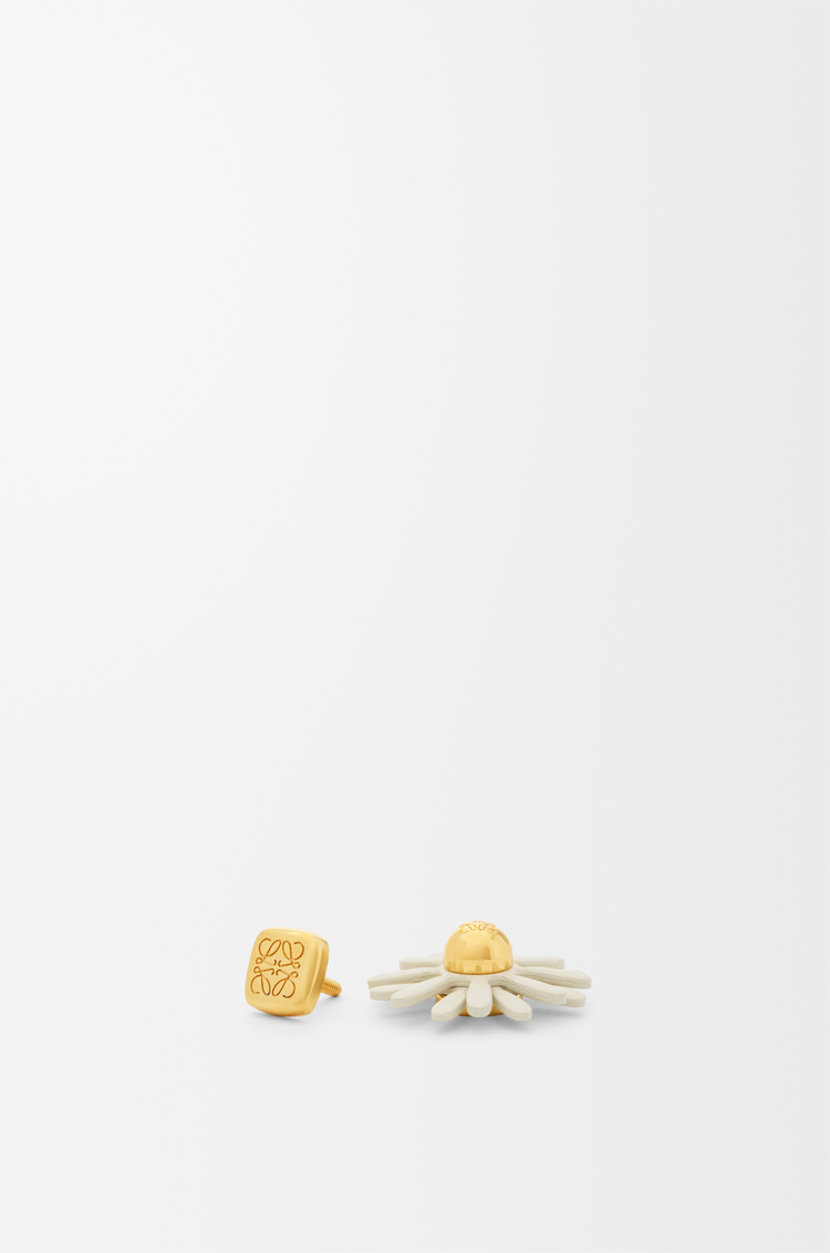LOEWE 牛皮革花卉别针 白色