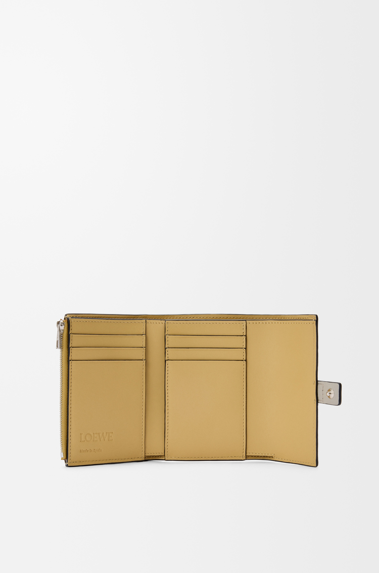 LOEWE Small vertical wallet in soft grained calfskin Shell Grey/Eucalyptus